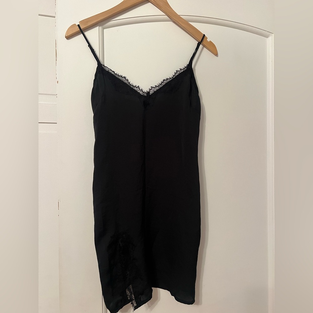 Out from Under Black Lace Trim Slip Dress